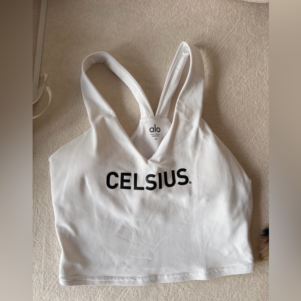ALO Yoga White Logo Racerback Tank